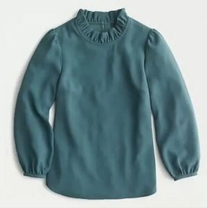 JCrew Long Sleeve Ruffle Neck in 365 Crepe